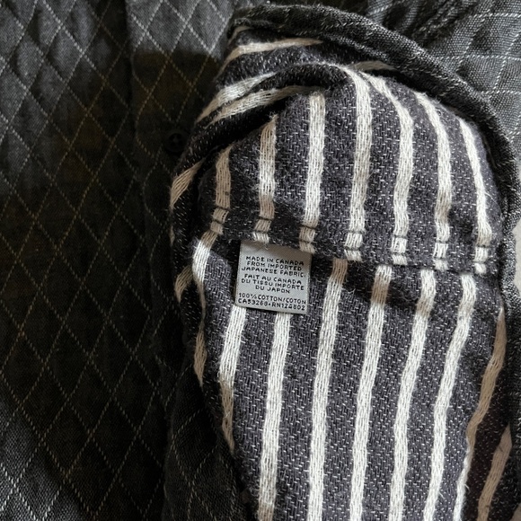 Naked & Famous Quilted Cotton Button Down Long Sleeve Shirt - Men's Size L Gray - Picture 5 of 9